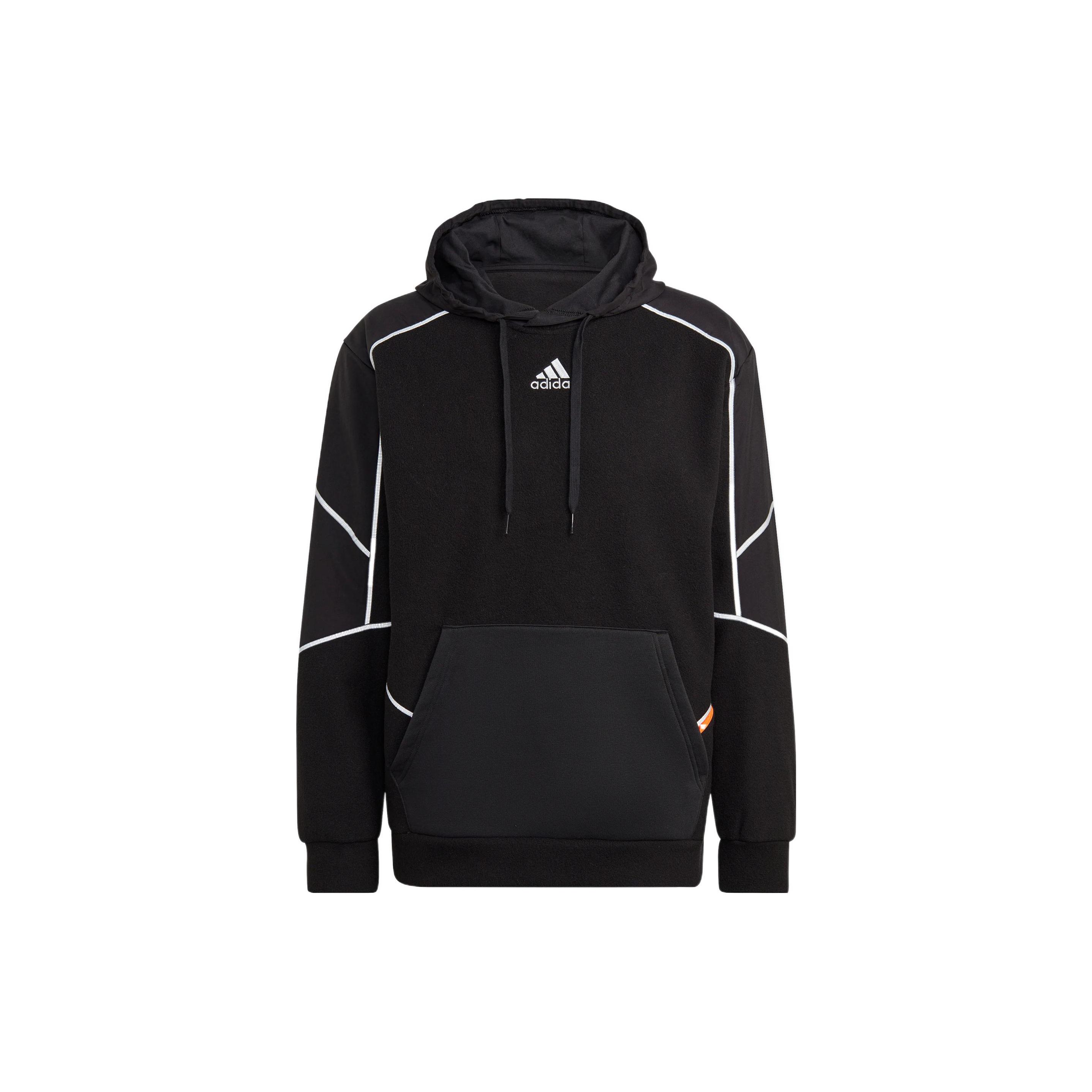 Adidas Q4 Fl Hd Embroidered Logo Drawstring Hoodie Long Sleeve Sweatshirt Men Black HL6913 XS
