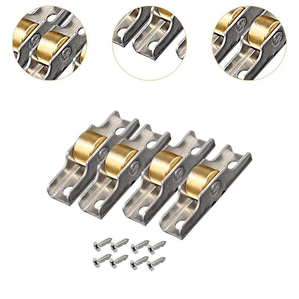 4 Pieces Sliding Door Roller Sash Pulley Easy to Install Hardware Runner Wheel Track for