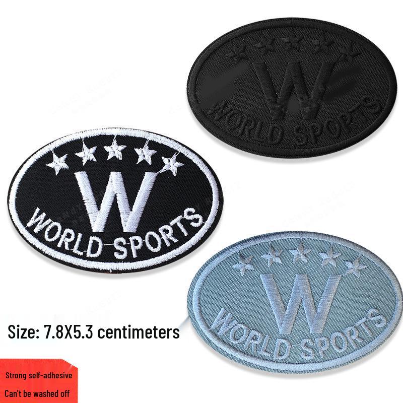 Self-Adhesive Oval Patch with English Letter Embroidery for Jacket and Clothing Repair or Decoration