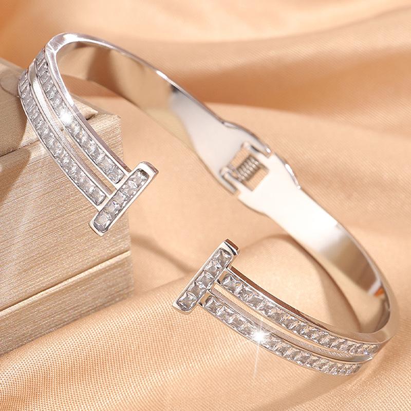 T Doppel T Hohlöffnung Hoher Paarstil Temperament Tiffany Armband