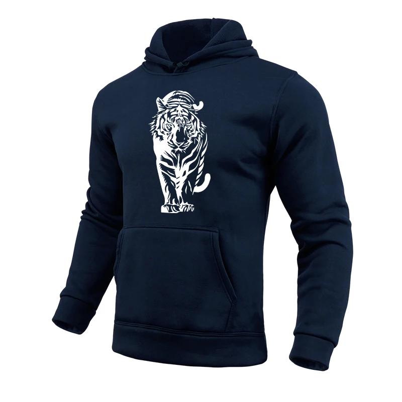 2025 New Arrival Tiger Print Hoodie for Men All Season Daily Casual Sports Hooded Sweatshirts Male Home Outdoor Comfort Pullover
