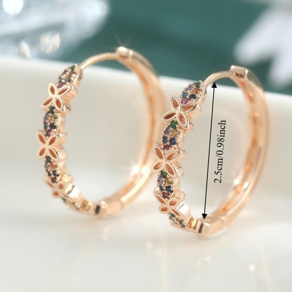 Crystal Zircon Stone Earrings Copper Butterfly Round Earrings Classic Wreath Hoop Earrings  Daily