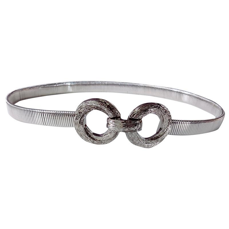 

Четыре сезона в наличии новый ремень женский кожаный модный универсальный джинсовый ремень украшение с юбкой, костюмом, свитером талии крышка 60-80cm серебряный