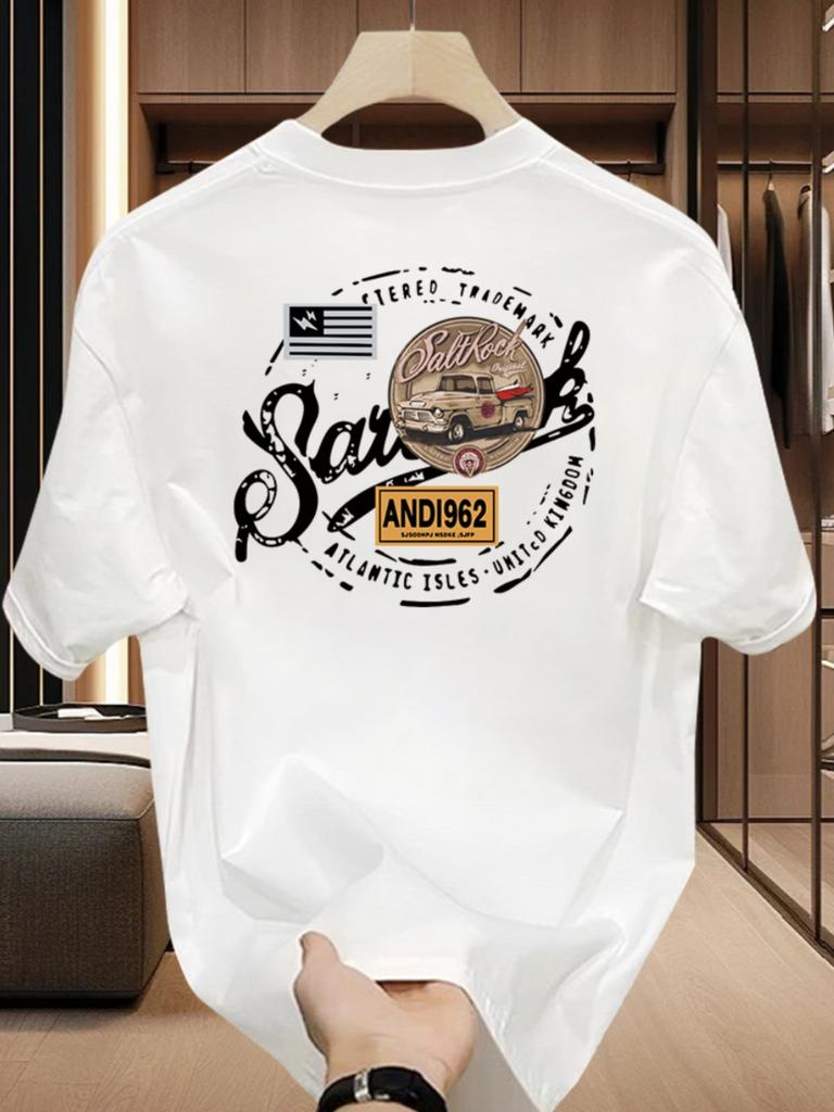 Mens Shortsleeved Printed 100 Cotton Loosefitting Breathable and Comfortable Tshirt
