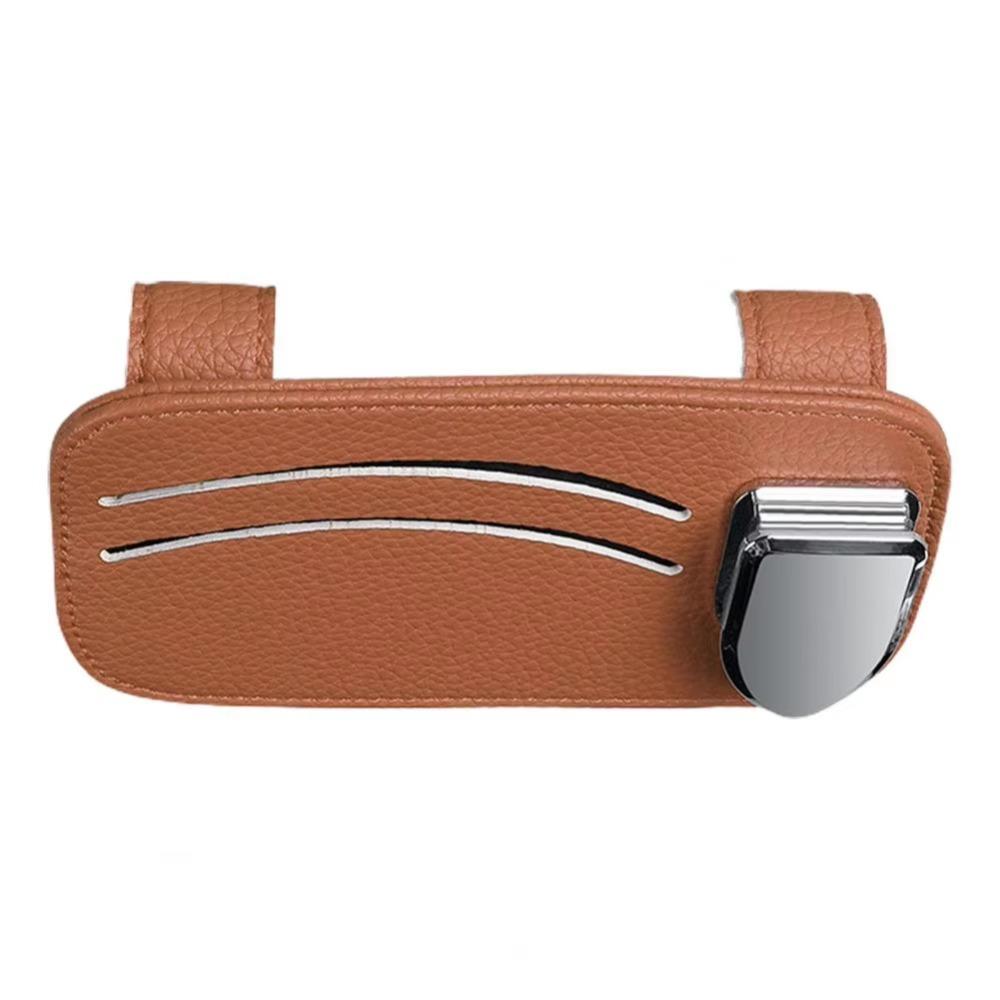 Leather Car Sunglasses Holder Expansion Space Sun Visor Storage Box Creativity Car Glasses Clip