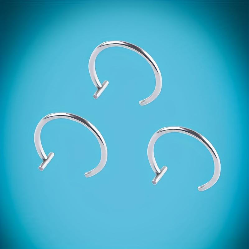 3 New Nose Rings, Stainless Steel Punctured Nose Rings, Three-color T-word Three-piece Round Lip Nails, Suitable for Daily Wear and Gifts for Friends