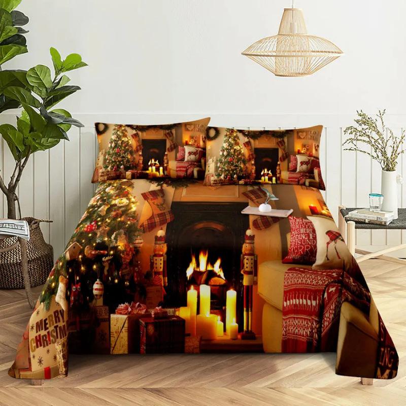 Santa Claus Three Piece Bedding Reindeer Christmas Decoration Quilt Cover