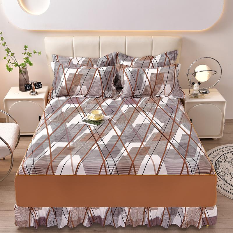 Home Textile Bedding Set Four Seasons Active Printing Double Multi-specification Multi-size Brushed Multi-color Bed Skirt