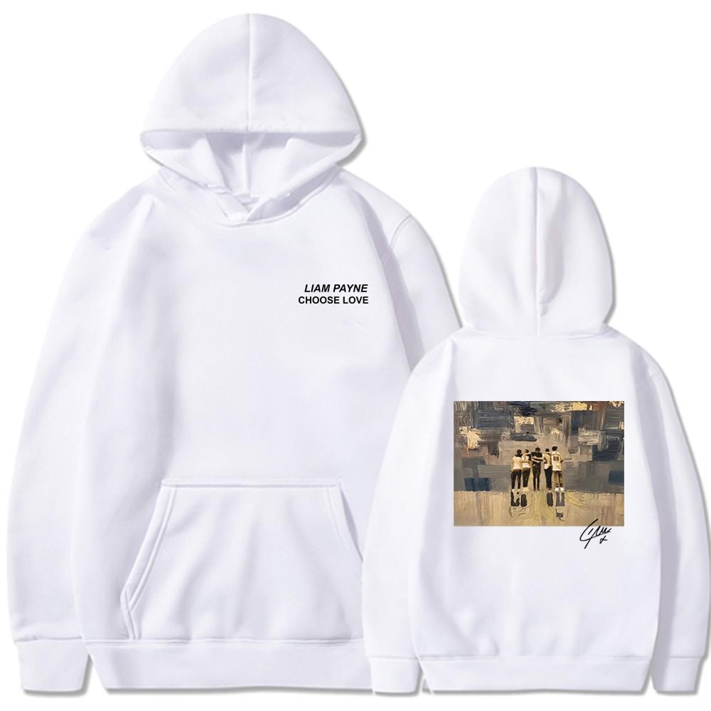 Liam Payne Choose Love Hoodie Толстовка Liam Payne Tribute в память о Лиаме Пейне Графические толстовки с капюшоном Унисекс с длинным рукавом Пуловеры M белый