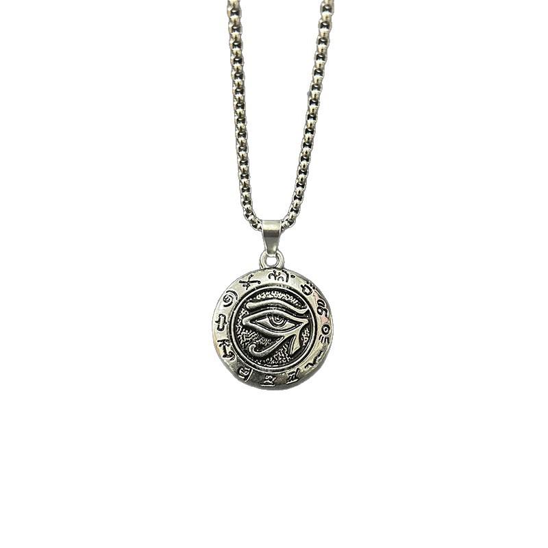 

Retro Norse Mythology Eye of Horus Pendant Stainless Steel Men s Necklace Silver Pendant Only