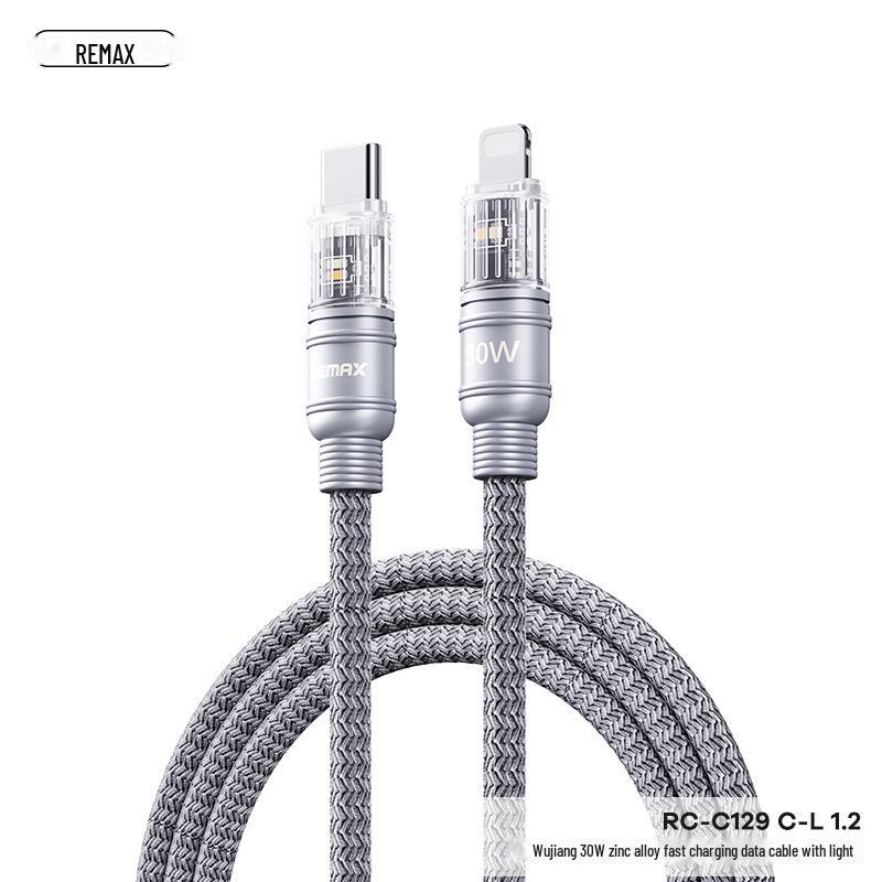 

REMAX 100 Вт Кабель для быстрой зарядки и передачи данных из цинкового сплава 1,2 м с подсветкой