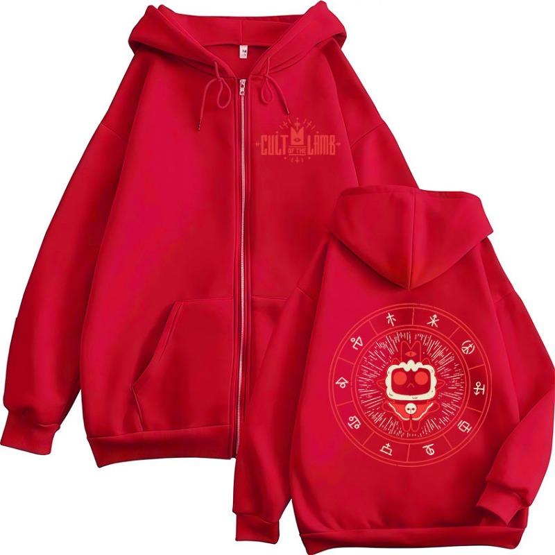 Game Cult of The Lamb Zipper Hoodie Men Women Vintage Long Sleeve Fashion Jacket Sweatshirt Fleece Coats Oversized Hoodies