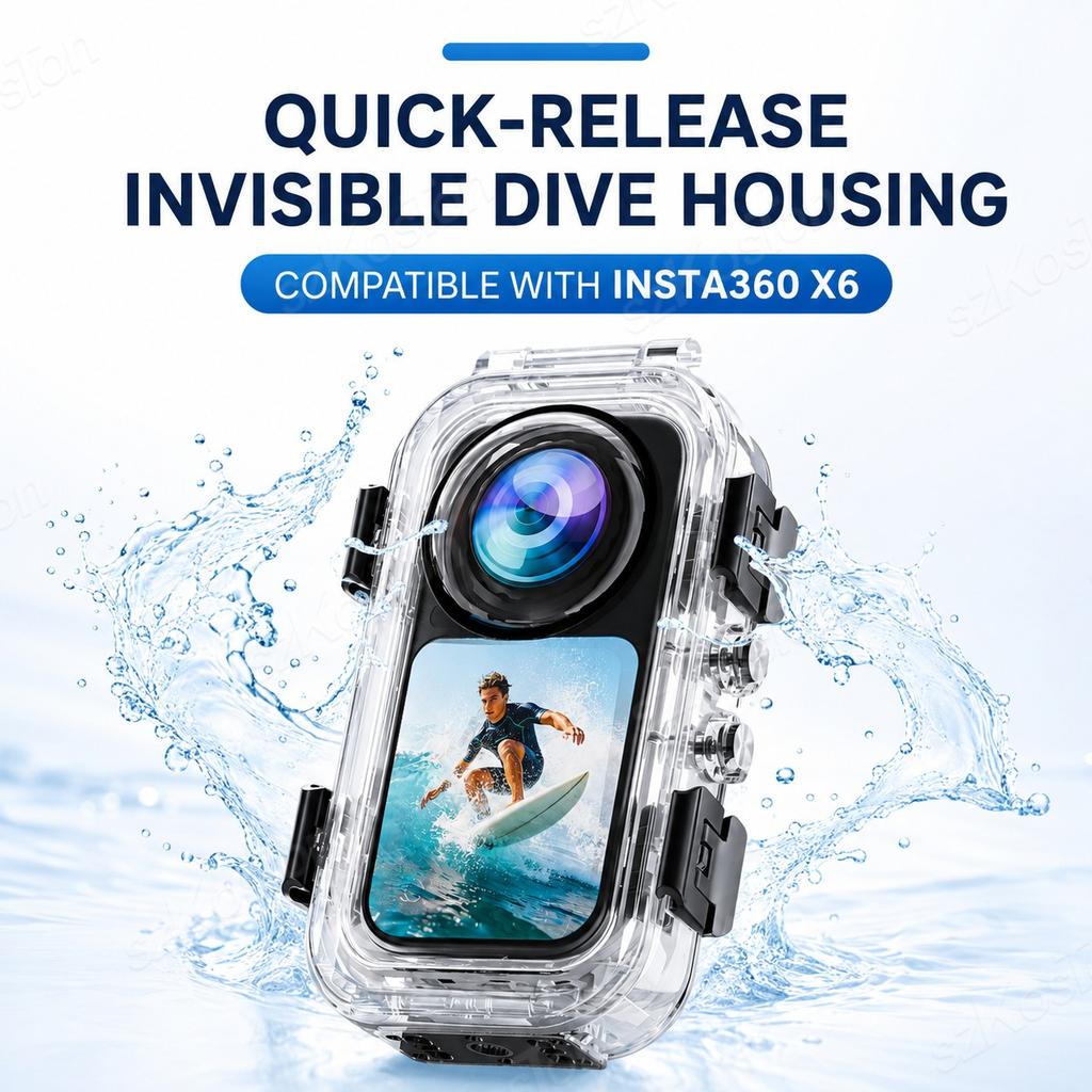 Magnetic Fully Invisible Waterproof Case for Insta161 X6 61M Underwater Protective Diving Housing Shell Cover Camera Accessories