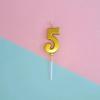 1pc Birthday Candle Golden Number Candle Smokeless Birthday Cake Party Baking Dessert Candle Plug-in Set
