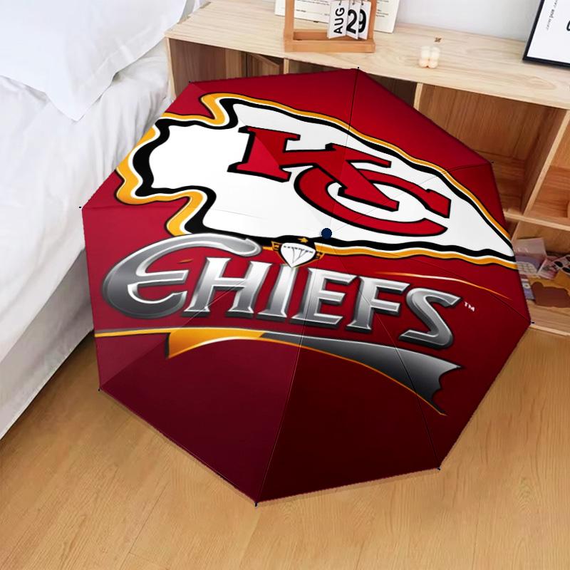 Kansas City Chiefs Logo Umbrella Folding Umbrella, Automatic Umbrella 8-Frame for Travel, Camping Use Gift for Halloween Christmas