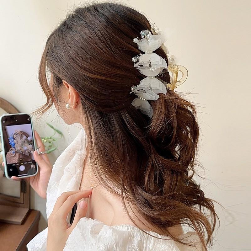 Sweet Bead Butterfly Clip Female Back Of The Head Hairpin Fairy Large Headdress