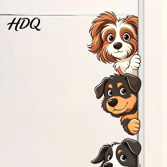Bathroom Glass Window Clings Cartoon Puppy Wall Sticker Easy Apply Waterproof PVC Decal Creative Durable Sunproof Vinyl Stickers Dog Pattern for And