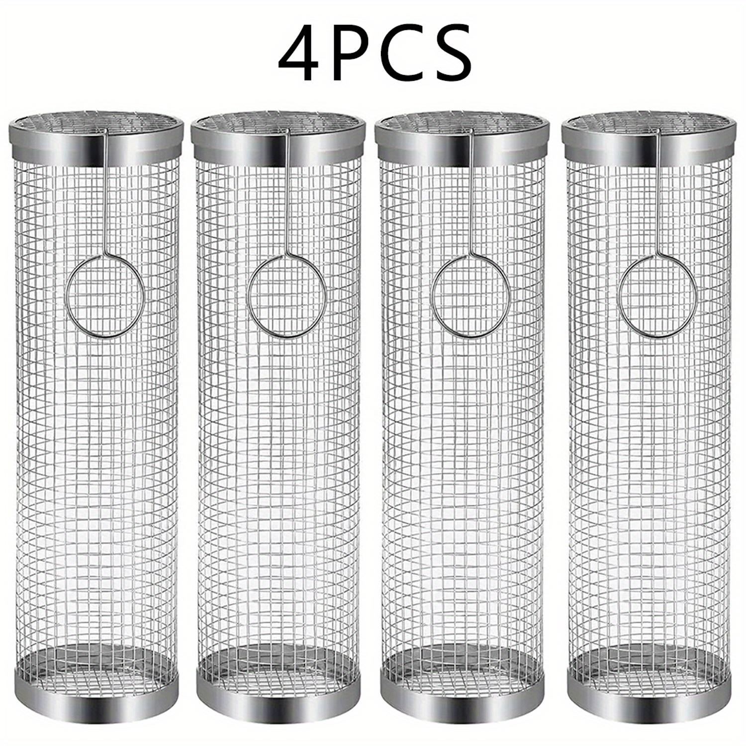 

1/2/4 шт., сетка для барбекю, вращающаяся корзина для гриля, лучшая корзина для гриля, цилиндрическая решетка из проволочной сетки из нержавеющей стали, портативный открытый кемпинг 4PCS 11.8Inch