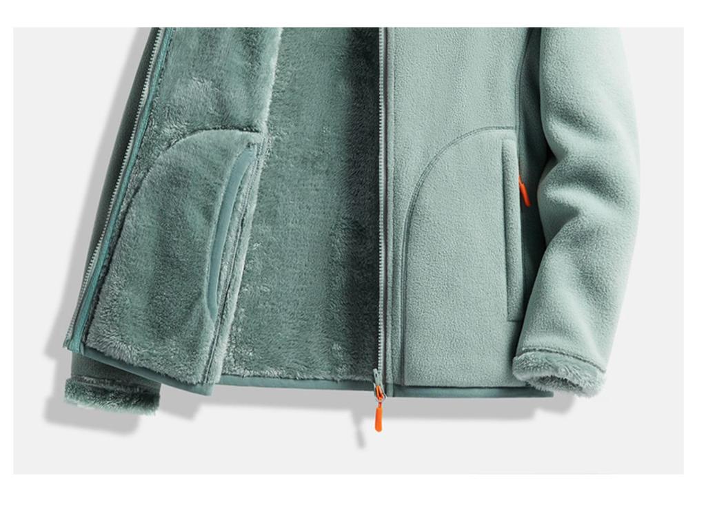 Dámská oboustranná bunda z velbloudí vlny Huagang - Podzimní/zimní silný kardigan z korálového fleecu