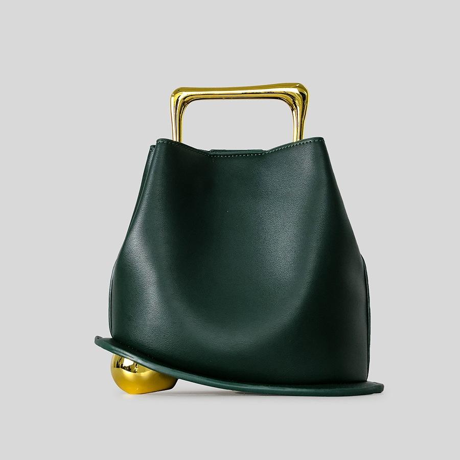 Leichter Luxus Mode Metall Tragbar Unregelmäßige Eimer Tasche Texturierte Bankett Tasche Damen Handtasche