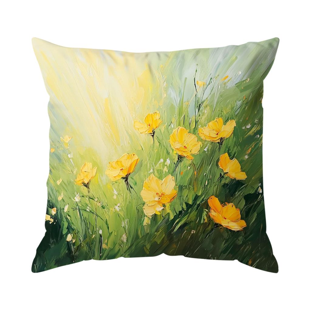 Oil Painting With Floral Pillowcase Printed Polyester 40/45/50Cm Throw Pillowcover Decorative Sofa Cushion Pillowslip Home Decor