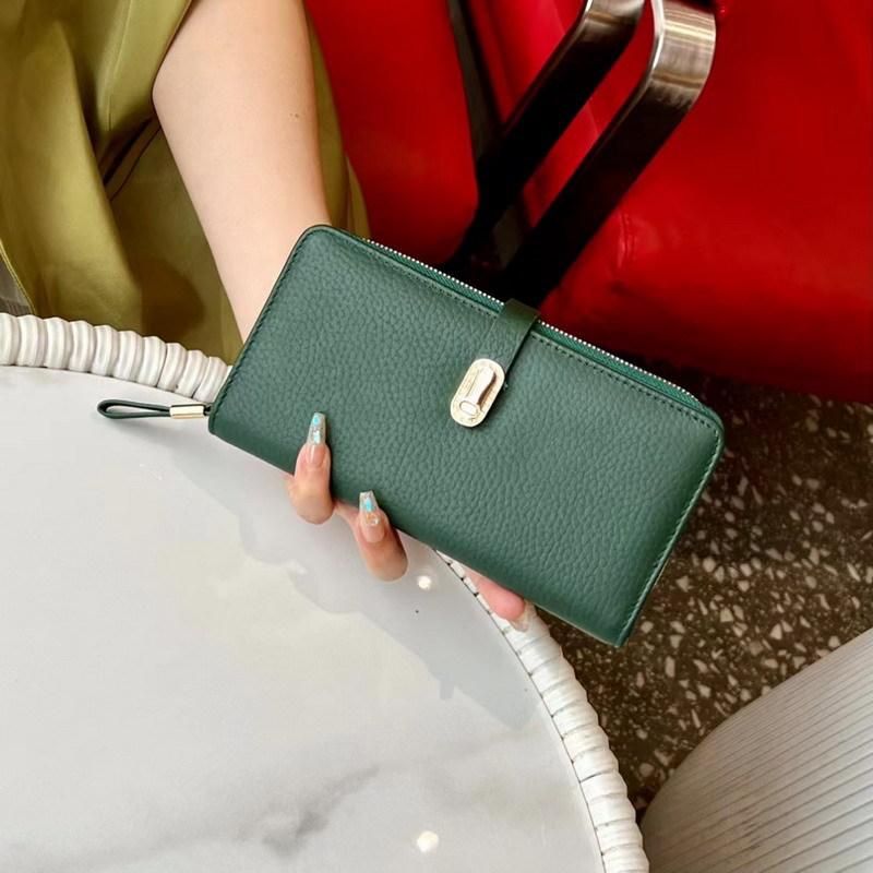 

2026 New Cowhide Soft Leather Long Wallet Women s Large Capacity Temperament Hand-held Bag Mobile Phone 19.5cm