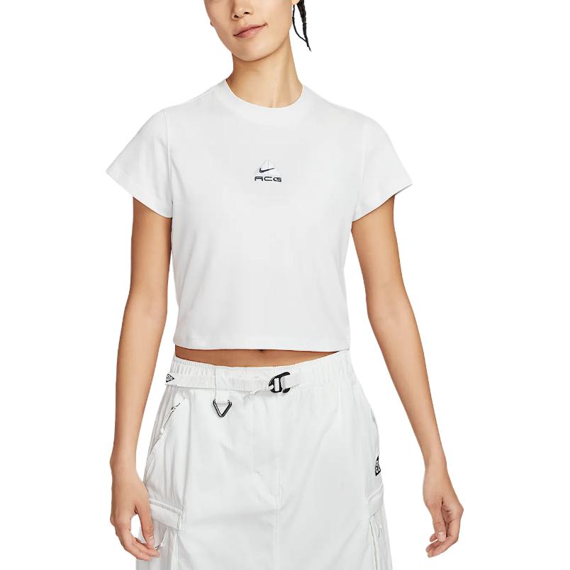 Nike ACG Dri-Fit Rundhals Schnelltrocknend Mode Kurzarm T-Shirt Damen Tops Mountain-Weiß HM6085121