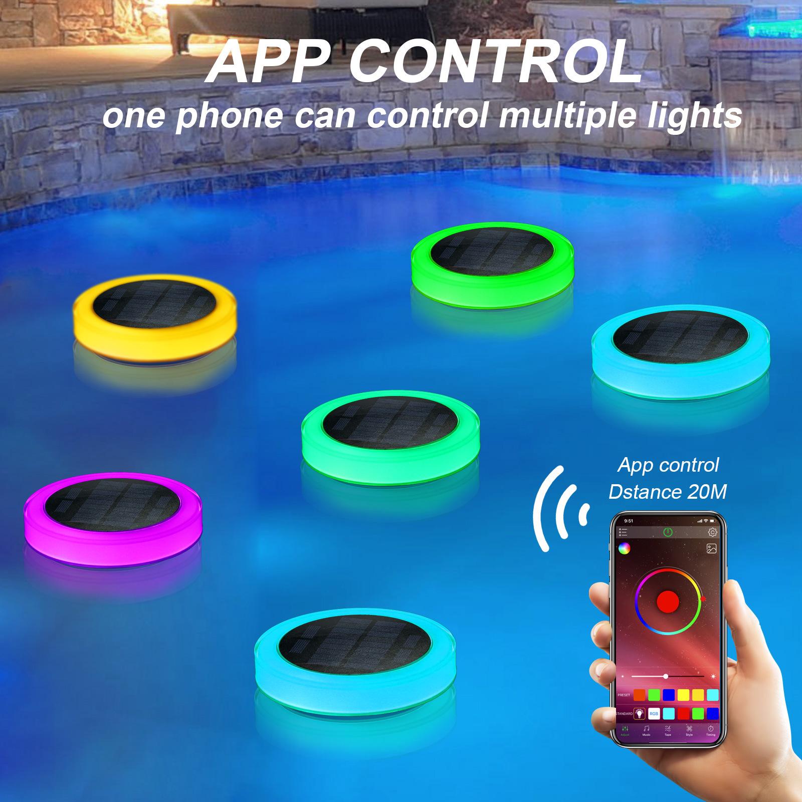 

Солнечный светодиодный поплавковый светильник для воды, водонепроницаемый, IP68, интеллектуальный, RGB, датчик управления, освещение для бассейна, садовое освещение