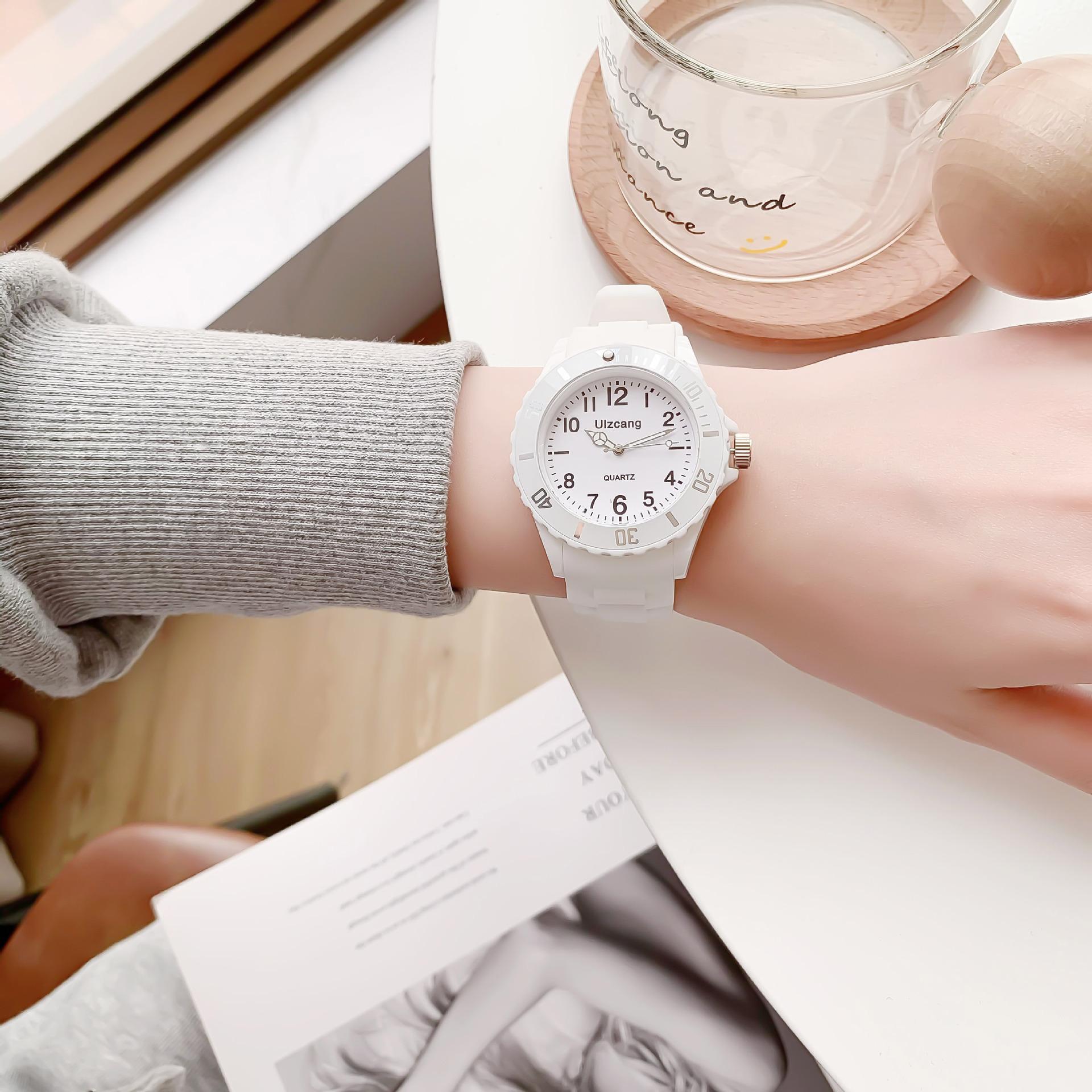 Детские экзаменационные часы для девочек и мальчиков, водонепроницаемые, имитация капли, макарон, свежий стиль, спортивные, желе, конфетный цвет белый