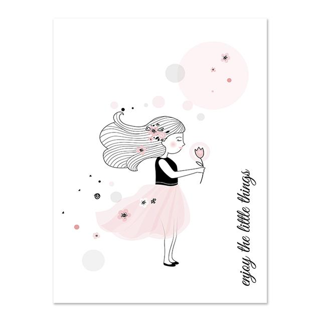 Pink Baby Girl Room Decor Nordic Kids Poster For Children Nursery Wall Art Cartoon Kite Pictures Posters Prints Canvas Painting