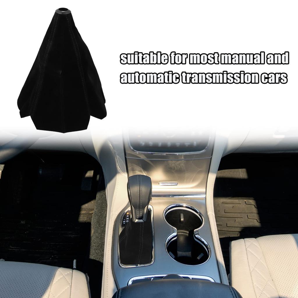 uxcell Gear Lever Dust Cover Shift Boot Cover Dustproof Universal Vehicle Car Suede Black Line