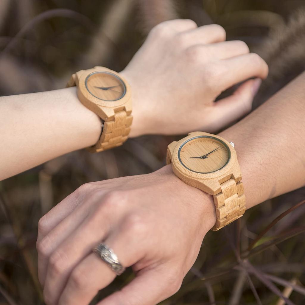 Lightweight bamboo wristwatch for and pair Japanese quartz KINGNOW couples, men's women's, watch, watch,