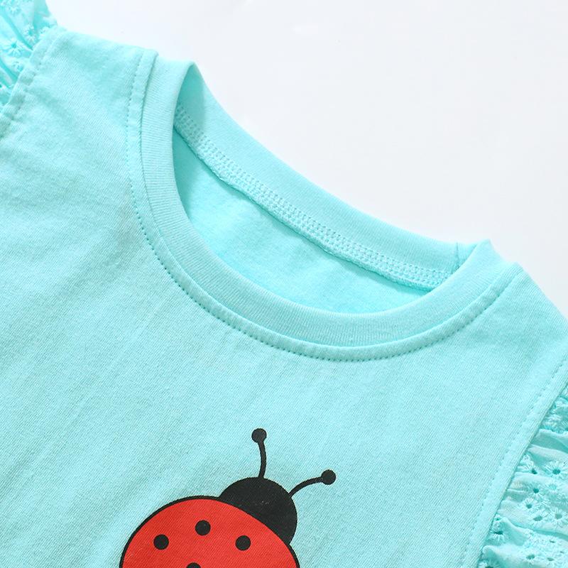 Wind cartoon children's T-shirt girls short-sleeved top summer round neck pure cotton girls T-shirt