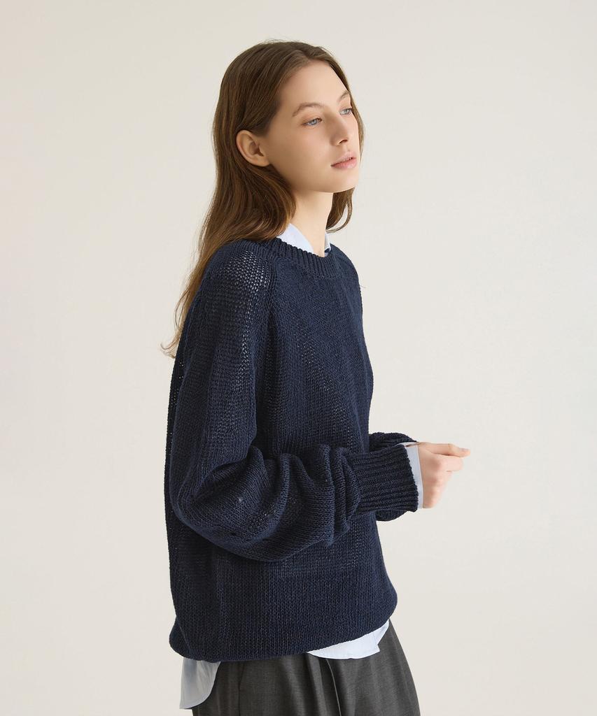 Oteumilkape (Unisex) Paper Pullover Knit - Navy