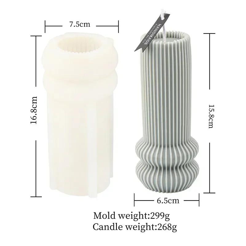 3D DIY Shell candle silicone mold striped cylindrical Roman pillar candle silicone mold home decoration bear silicone mold