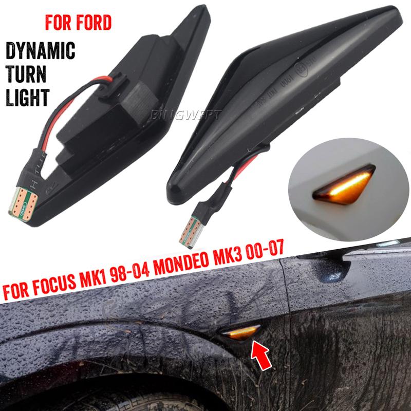 Turn Signal Light 2X BINGWFPT Side Marker Sequential Lamp Indicator Blink For Ford Focus MK1 1998-2004 For Mondeo MK3 2000-2007