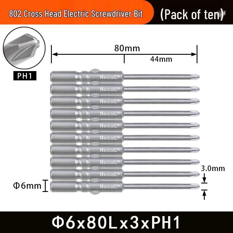 Nigao 802 Magnetic S2 Steel Electric Screwdriver Bit, 6mm, 60/80mm Length