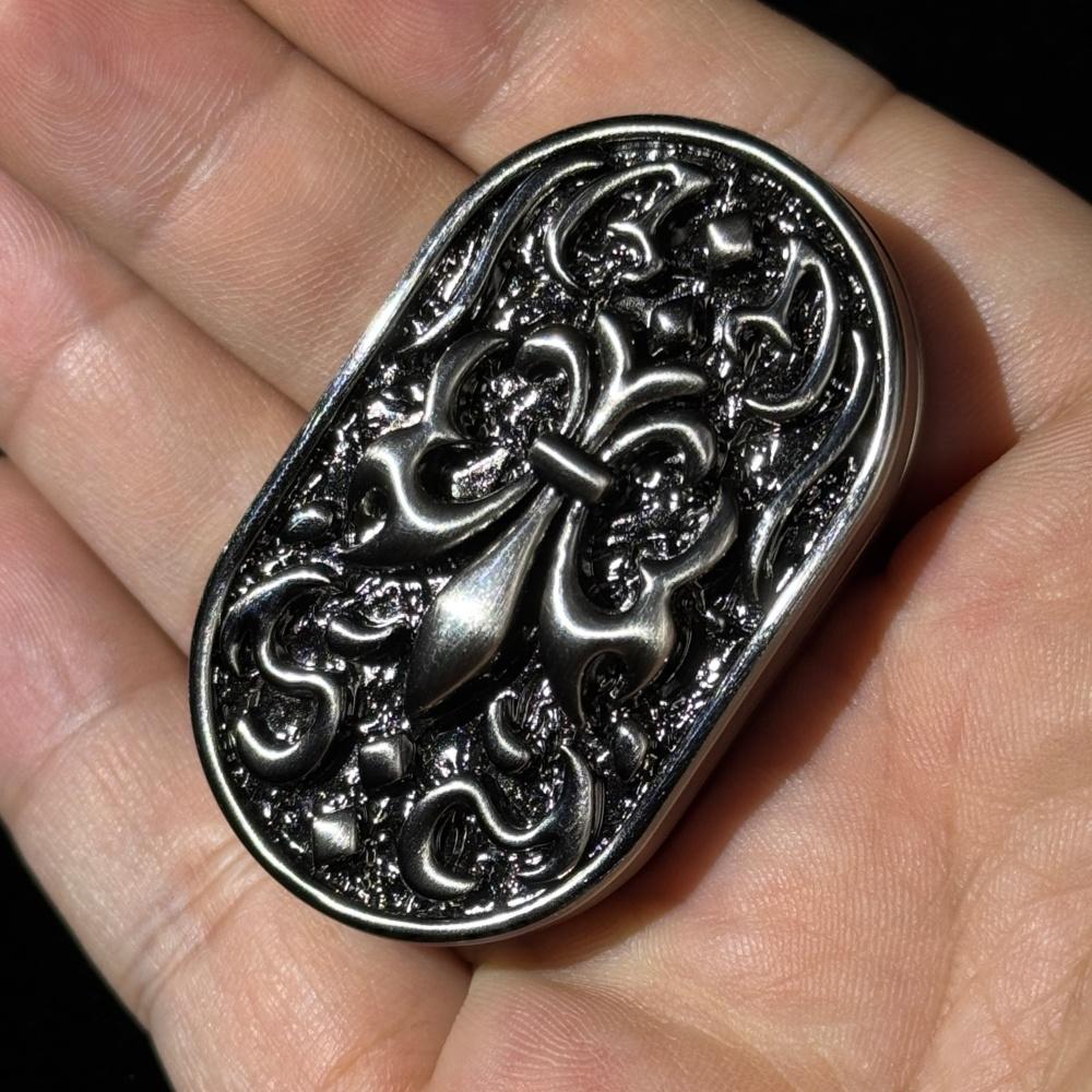 EDC Fidget Slider Push Card Metal Machine Toy Stress Relief Calm For  Adult Office Antistress Gadget Beautiful Patterns Textures
