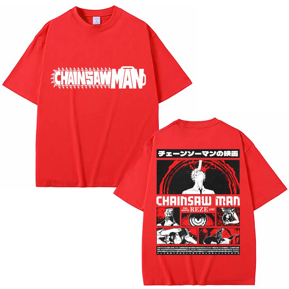 

90s Japanese Anime Chainsaw Man Graphic T Shirt Men Women Fashion Vintage Cartoon Tshirt Oversized Cotton Summer T-shirts 3XL
