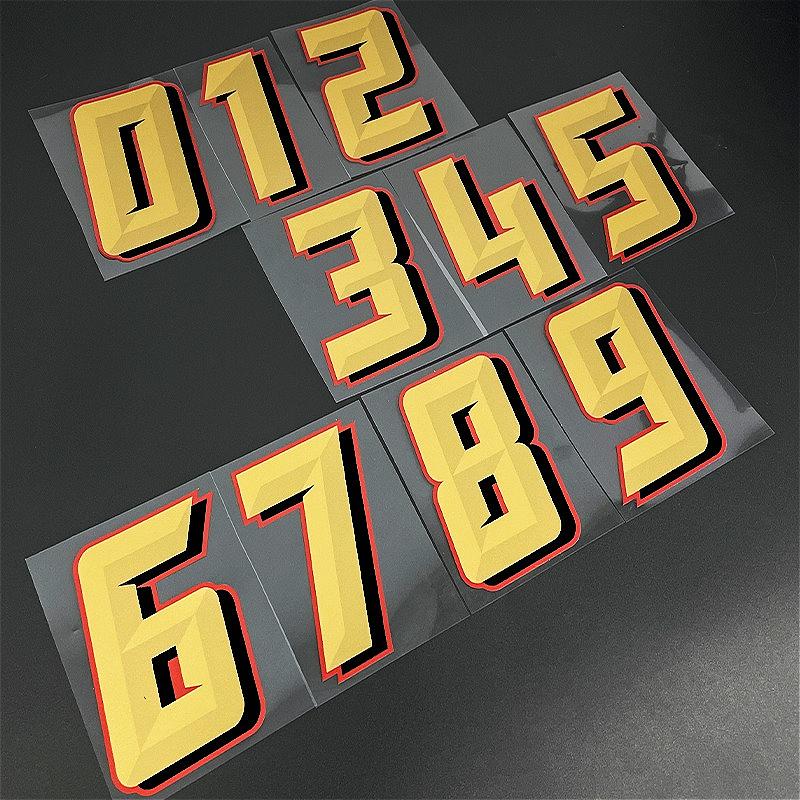 1pc Gold Number 0 To 9 Motorcycles Stickers Waterproof for Motorcycle Fairing Fuel Tank Helmet Car Window Universal Vinyl Decal