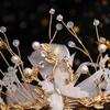 Fashion Gold Wedding Butterfly Headband Bohemian Headpiece Crystal Pearl Hair Vine Flower Halo Bridal Hair Accessories