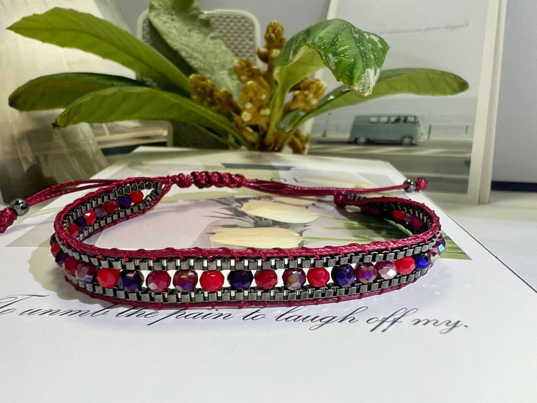 Европейский и американский плетеный вручную кристальный ретро этнический браслет дружбы для женщин