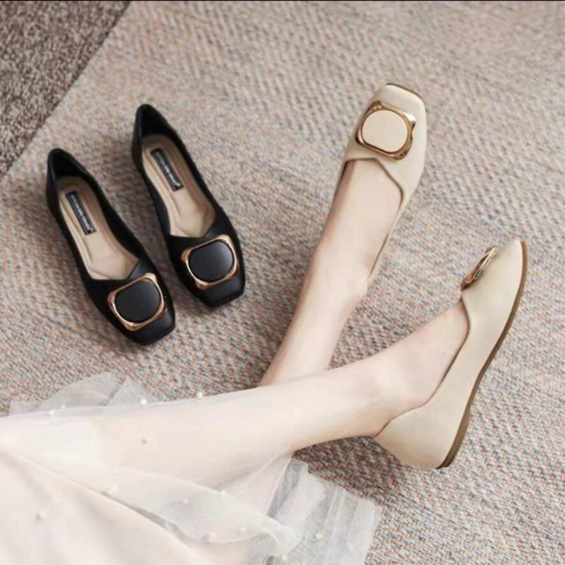 Single shoes women's new spring soft-soled flat-soled autumn shoes shallow mouth versatile soft leather shoes