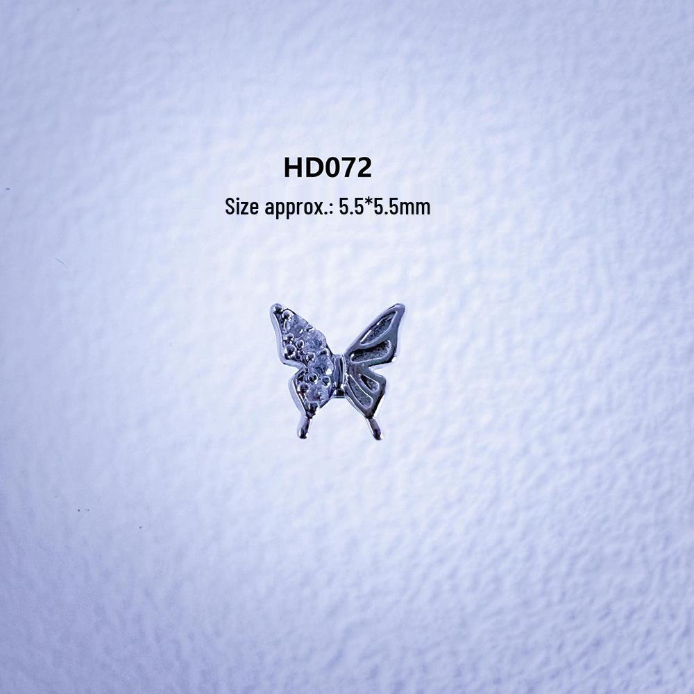 Exquisite 3D Silver Zircon Butterfly Nail Art Accessories with Rhinestones