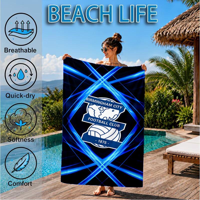Birming-ham Football Club Bedrucktes Mikrofaser-Strandtuch, Weich und Saugfähig, Schnelltrocknend, Ideal für Sommerreisen, Strand-Essentials, Schwimmbad