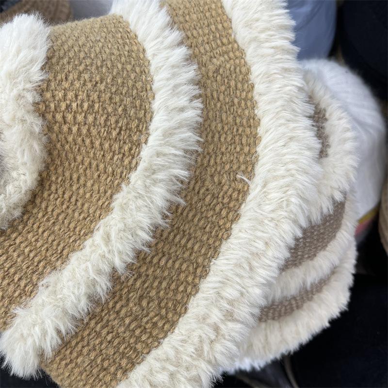 Design Wollmütze Winter verdickt warm Ohrenschutz Plüsch Strickmütze zeigt Gesicht klein Fischerhut Kinder