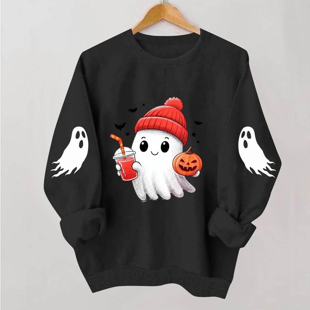 Women's Casual Halloween Hoodie Pullover Sweatshirt Long Sleeve for Holiday Party and Everyday Wear