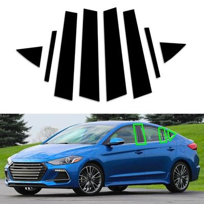8 piezas Embellecedor de puerta Negro Brillante Postes de pilar de ventana Para Hyundai Elantra 2017-2020