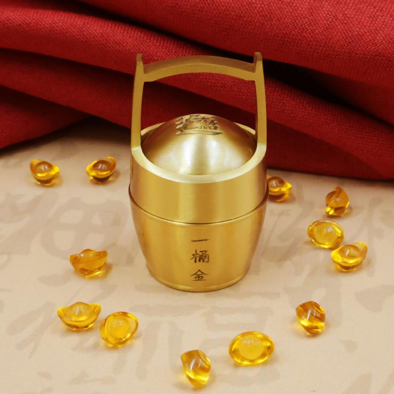 Brass of Gold Rotating Ornament Landscape Copper Jar One Bucket of Rivers and Mountains Creative Office Wine Cabin