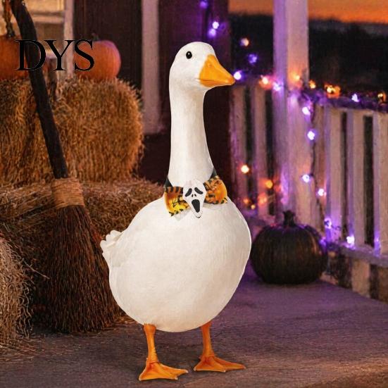 Funny Pumpkin Ghost Skull Decor Halloween Goose Bow Tie, Porch Statue Accessories, Spooky Tie for Lawn Statue, Outdoor Holiday Yard Versatile Costume
